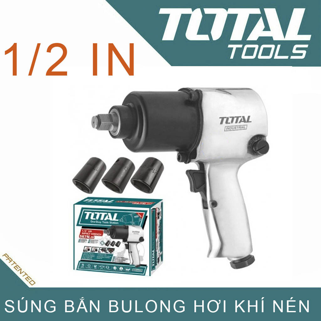 Súng siết bulong đầu 1/2 dùng với máy khí nén chính hãng TOTAL TAT40121
